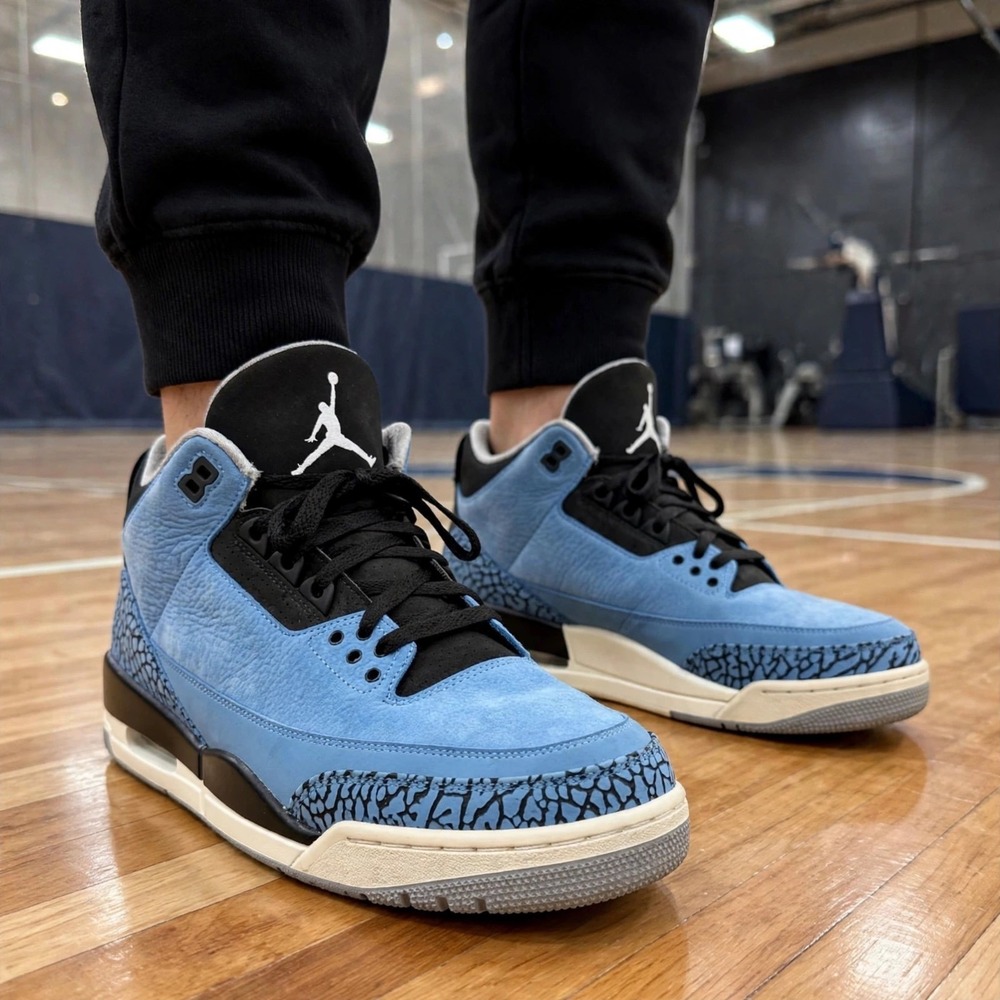 Air Jordan 3 Retro SE GS University Blue Black Elephant Print Mens 11